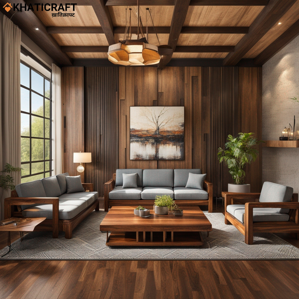 Divit Solid Wood Sheesham 5 Seater Sofa