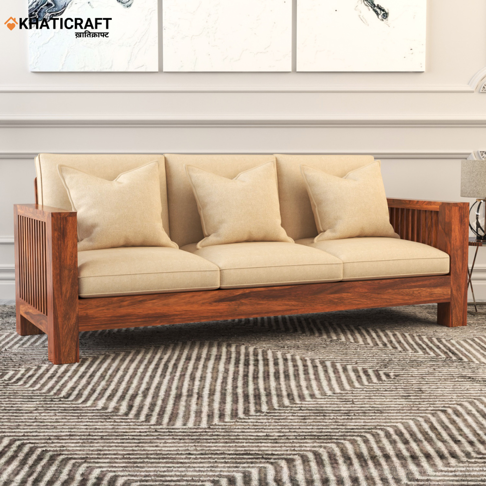 Dhara Solid Wood Sheesham 3 Seater Sofa