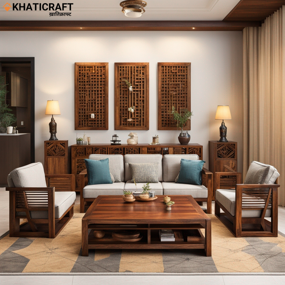 Ikshya Solid Wood Sheesham 5 Seater Sofa