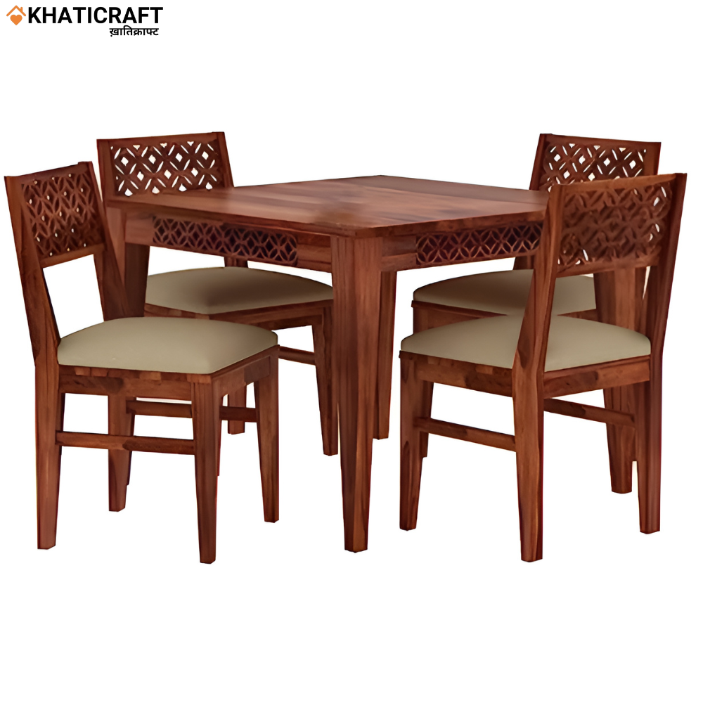 Mira Solid Wood Sheesham 4 Seater Dining Set with Cushion