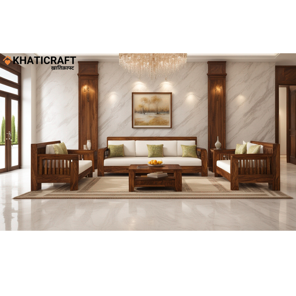 Tapi Solid Wood Sheesham 5 Seater Sofa