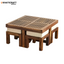 Dhara With Plain stool Solid Wood Sheesham Nested Coffee Table Set of 5(1+4)