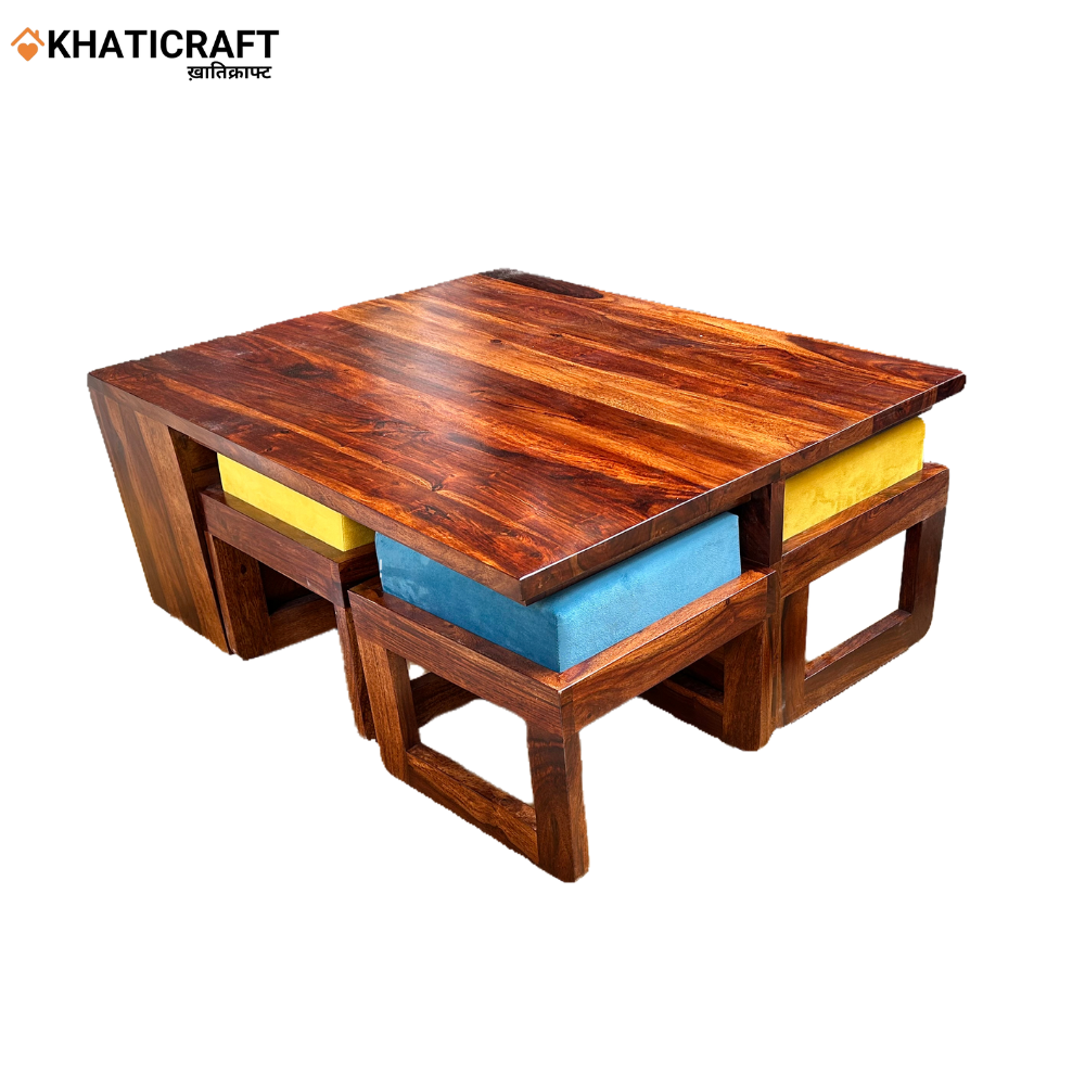 Kavya Solid Wood Sheesham Nested Coffee Table Set of 5(1+4)