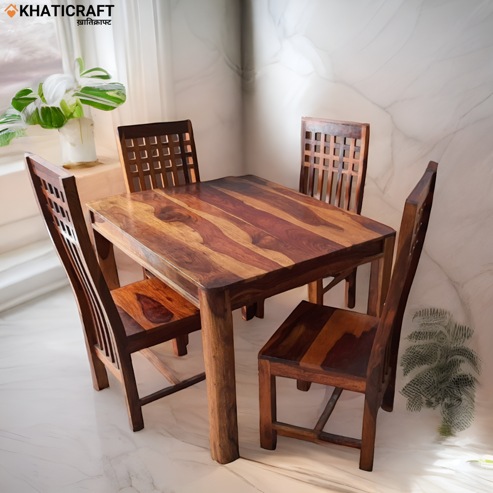 Rami Chavi Solid Wood Sheesham 4 Seater Dining Set