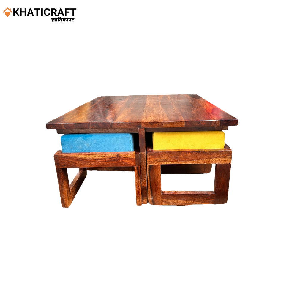 Kavya Solid Wood Sheesham Nested Coffee Table Set of 5(1+4)