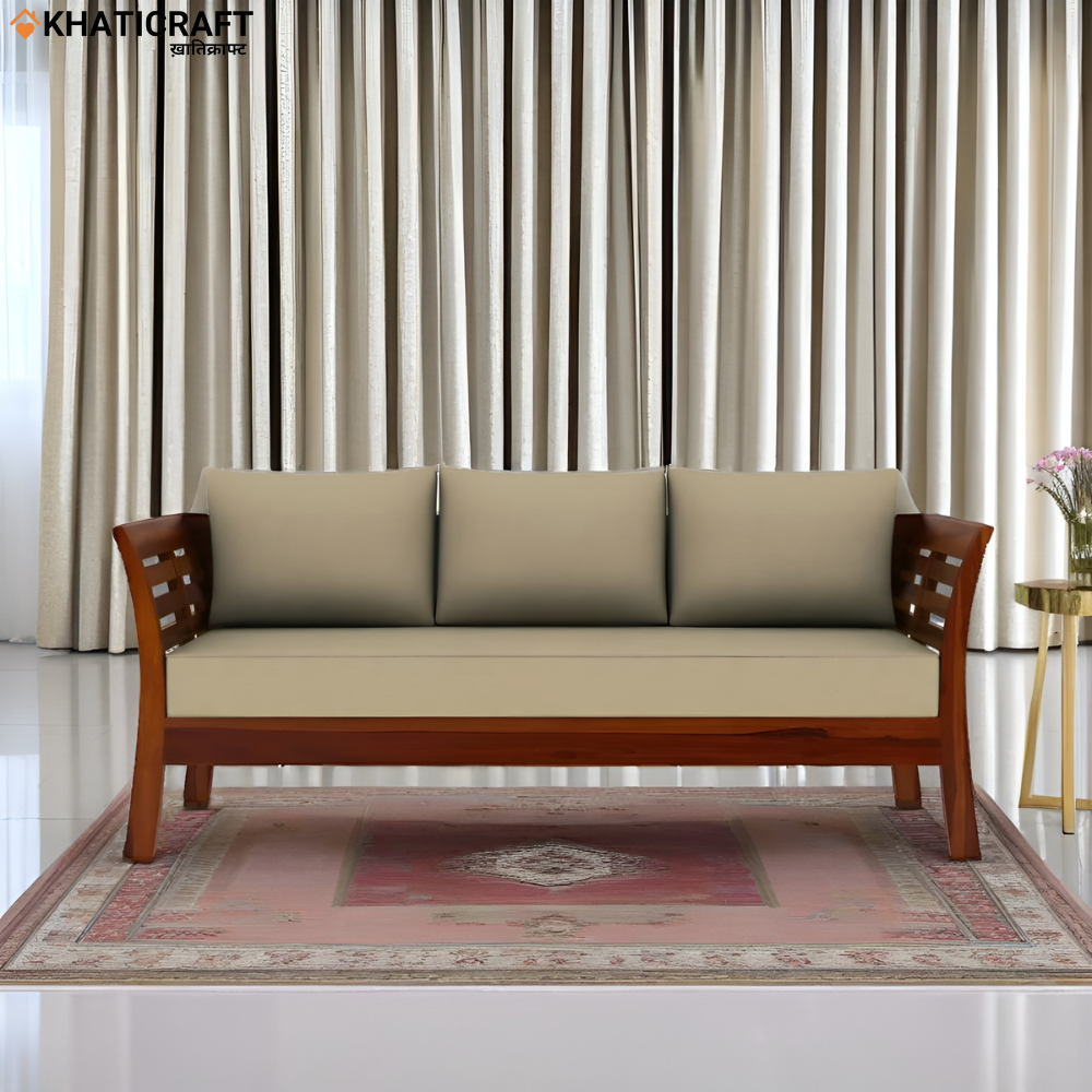 Netra Solid Wood Sheesham 3 Seater Sofa