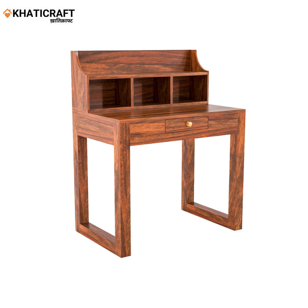 Arya-1 Solid Wood Sheesham Study Table With Chavi Wallshelf