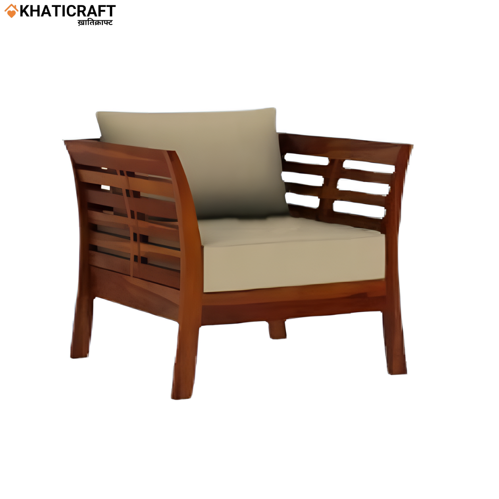 Netra Solid Wood Sheesham 1 Seater Sofa