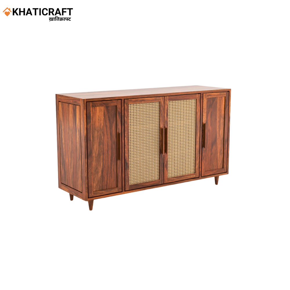 Naira Solid Wood Sheesham Sideboard With Rattan