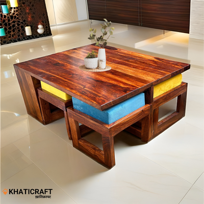 Kavya Solid Wood Sheesham Nested Coffee Table Set of 5(1+4)