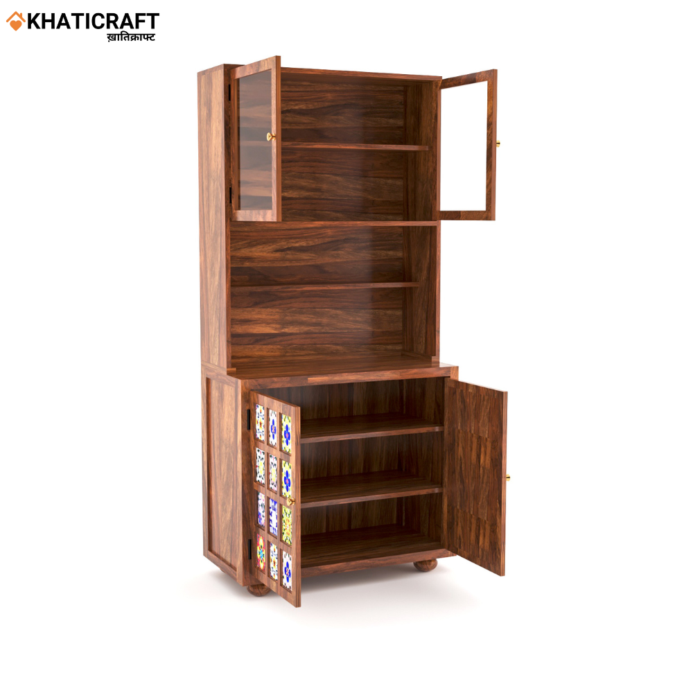 Chitra Solid Wood Sheesham Crockery Unit