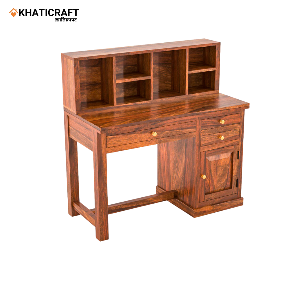 Nitya Solid Wood Sheesham Study Table with Chavi Wallshelf