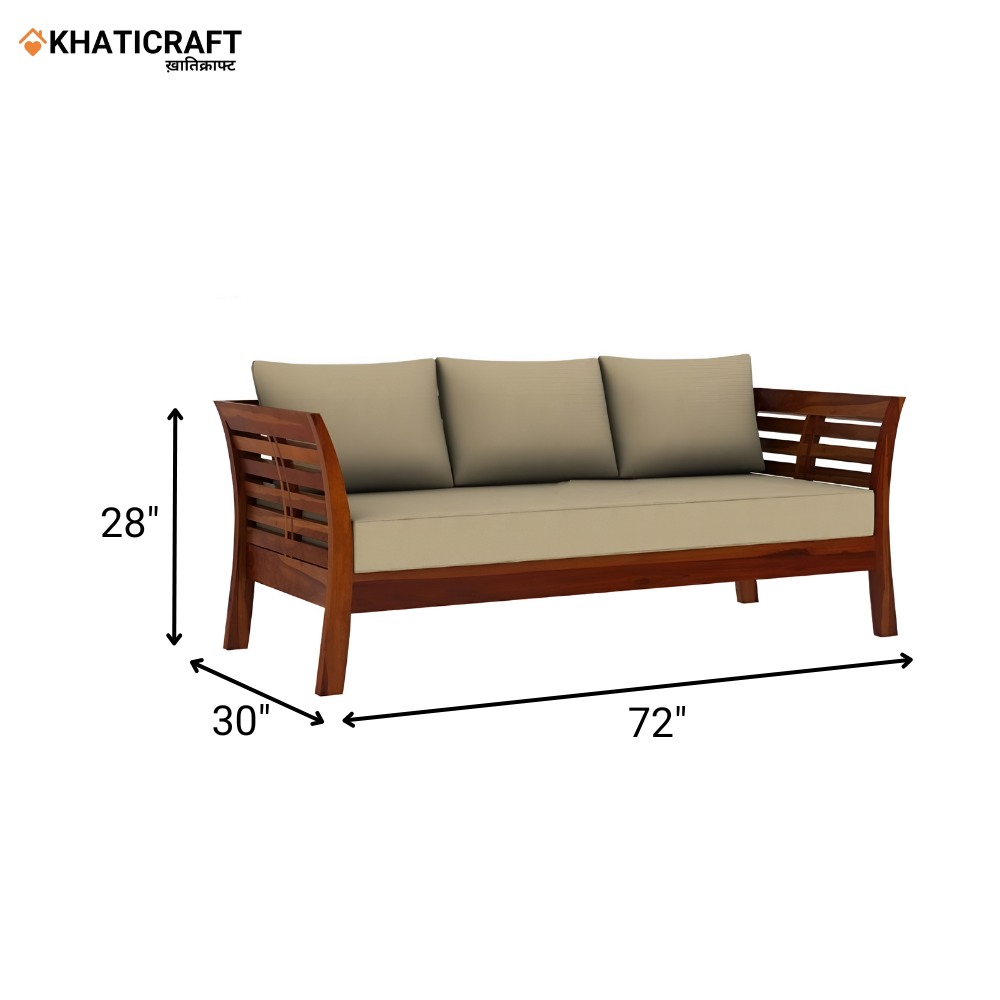 Netra Solid Wood Sheesham 3 Seater Sofa