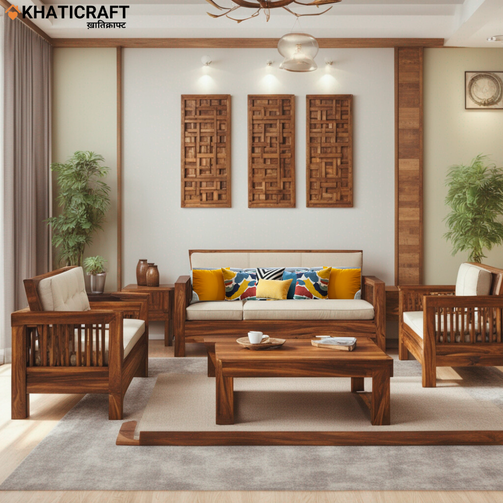 Tapi Solid Wood Sheesham 5 Seater Sofa
