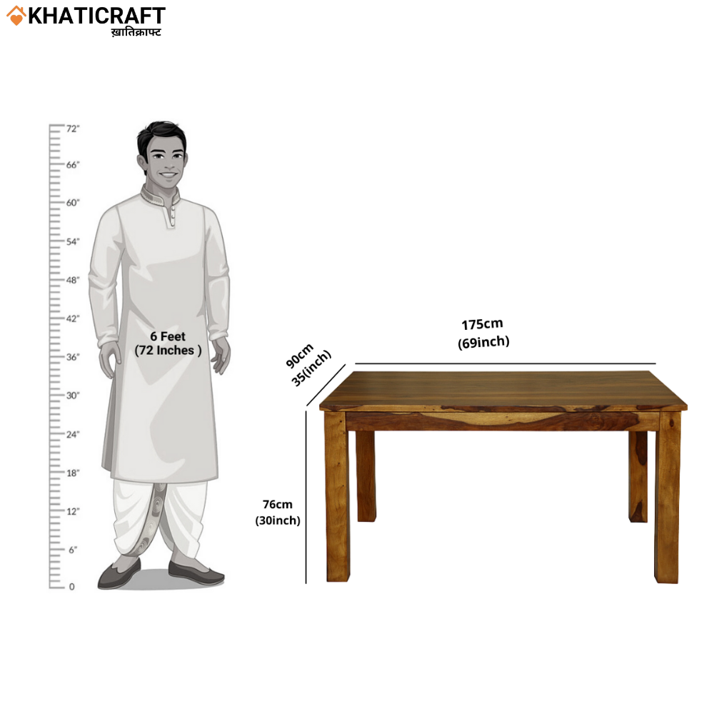 Hina Niru Solid Wood Sheesham 6 Seater Dining Set