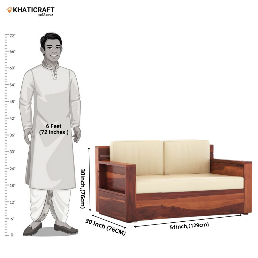 Tadoba Solid Wood Sheesham 2 Seater Sofa