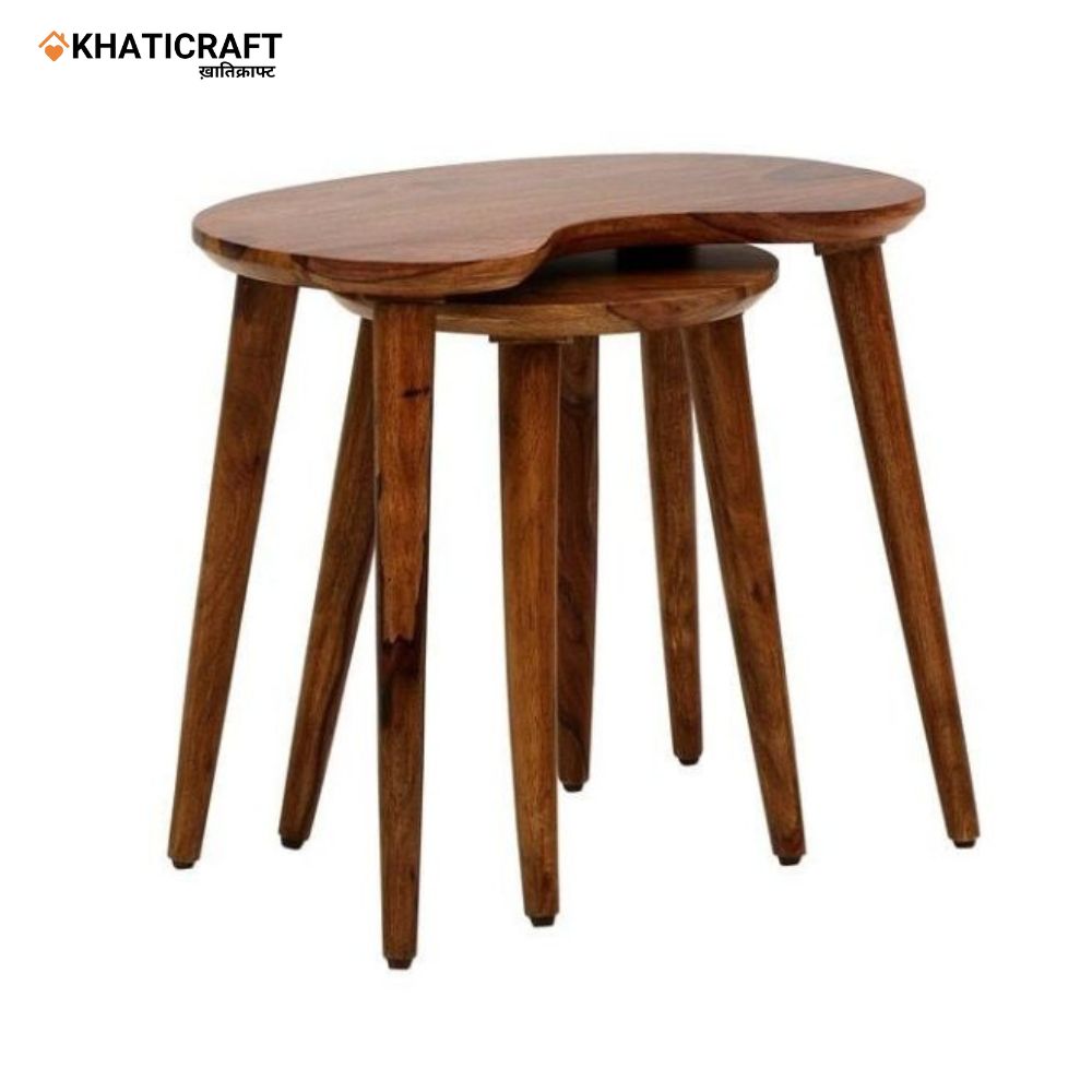 Chavi Solid Wood Sheesham Nested Stool Set