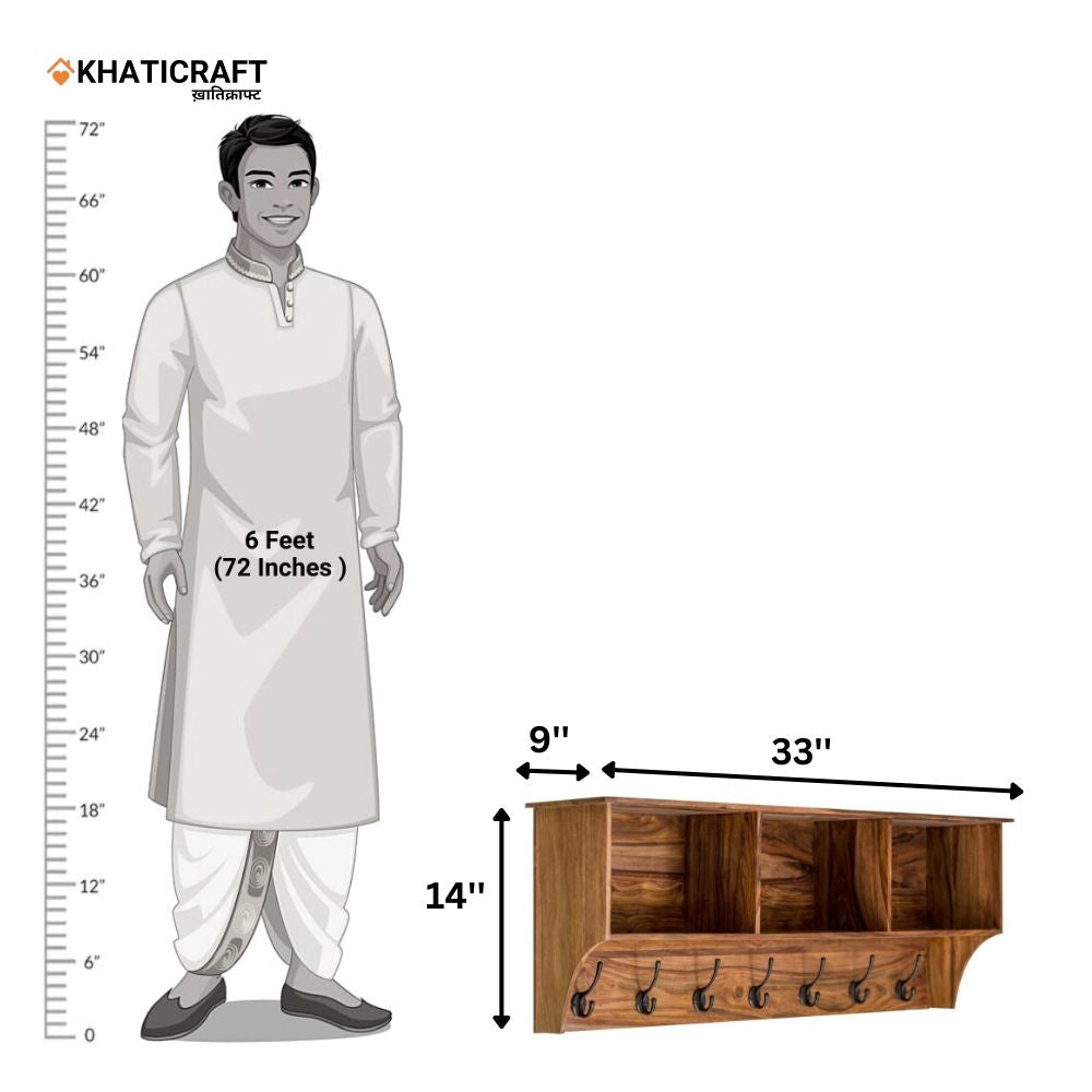 Chavi Solid Wood Sheesham Wallshelf