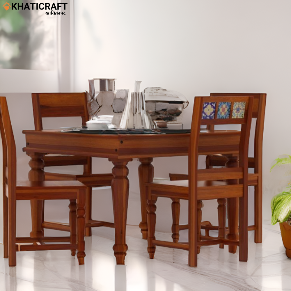 Chitra Solid Wood Sheesham 4 Seater Dining Set