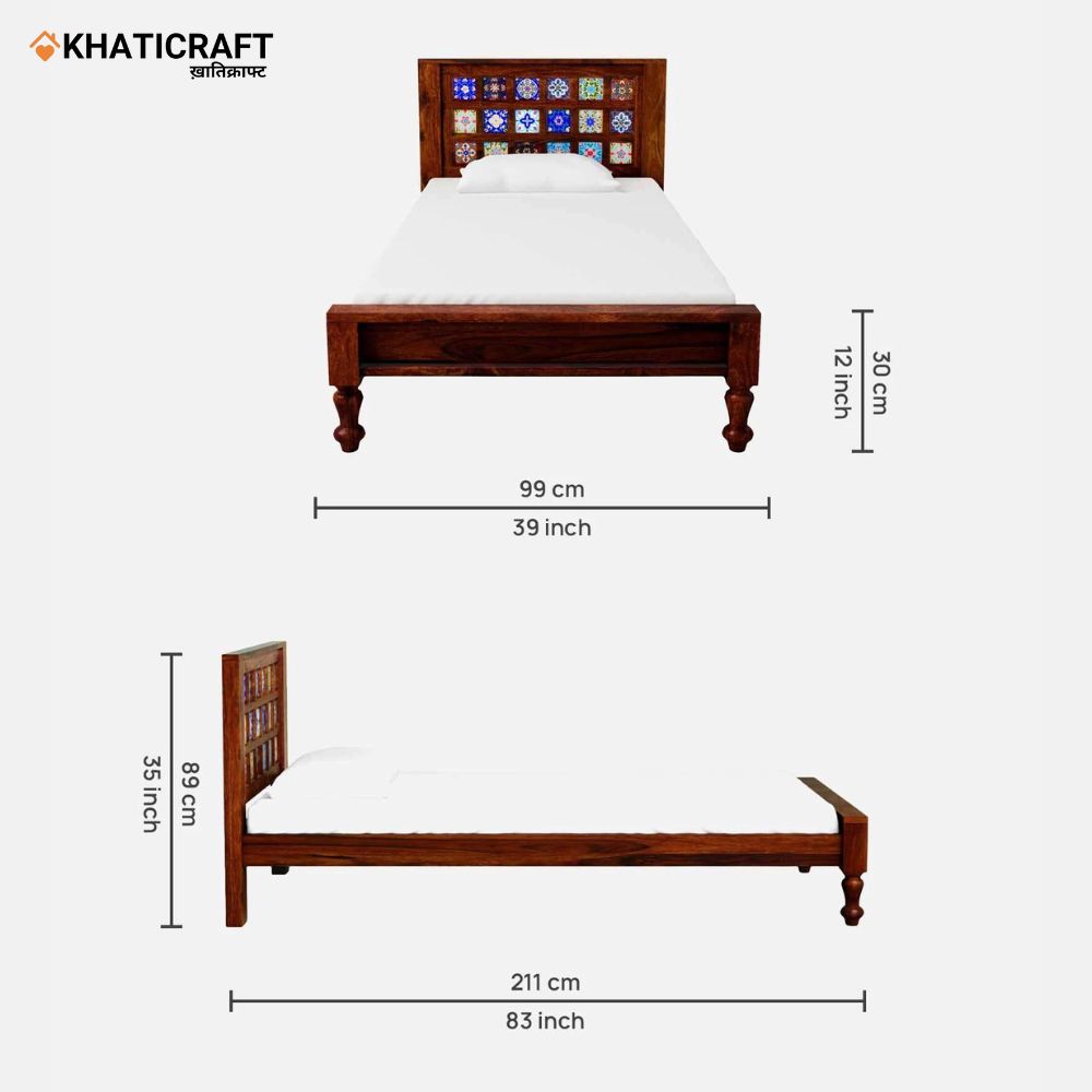 Chitra Solid Wood Sheesham  Single Bed