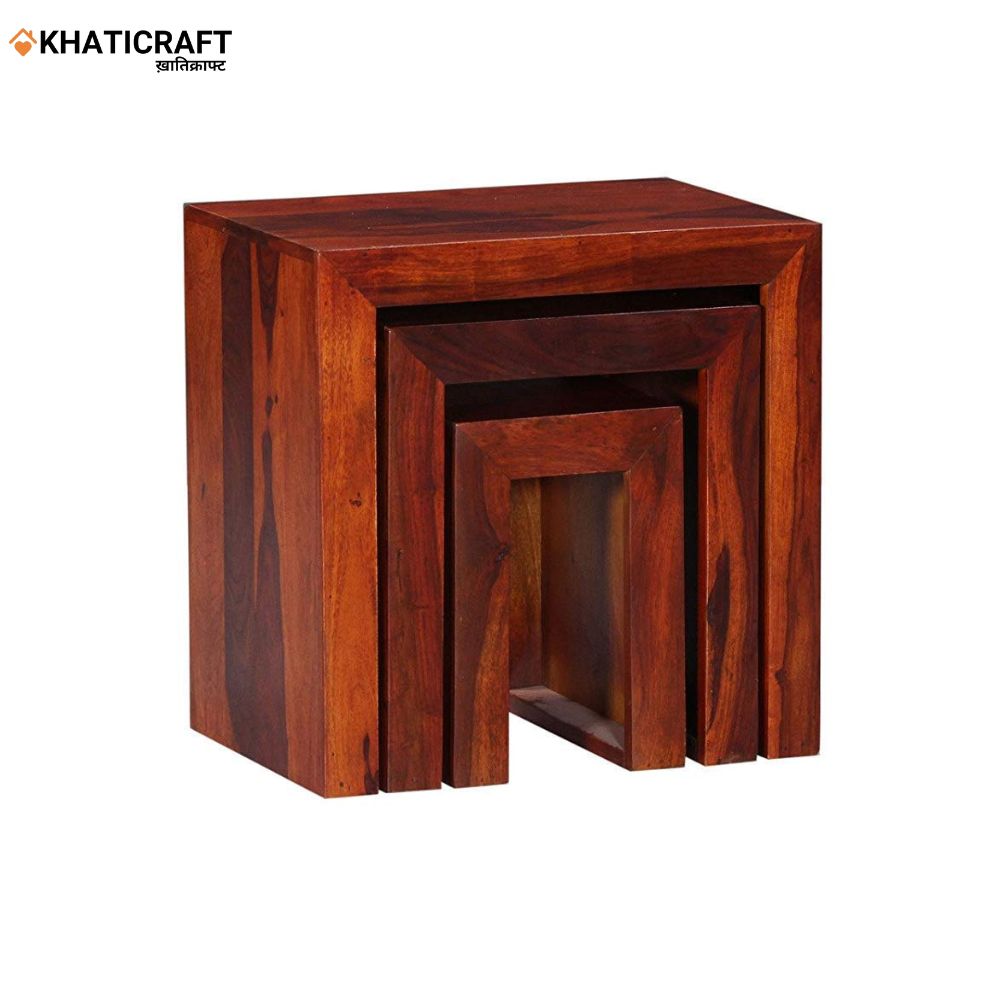 Hola Solid Wood Sheesham Nested Stool Set