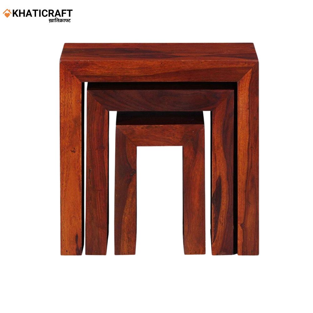 Hola Solid Wood Sheesham Nested Stool Set