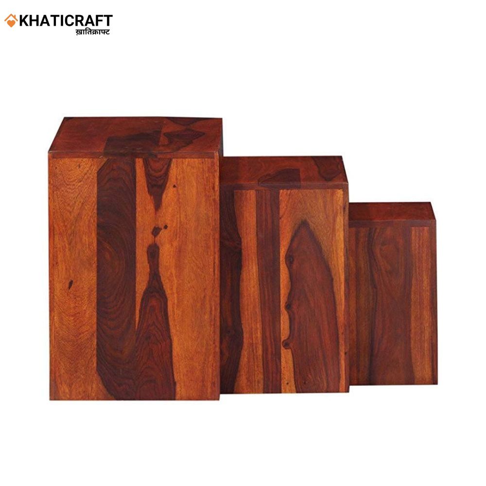 Hola Solid Wood Sheesham Nested Stool Set