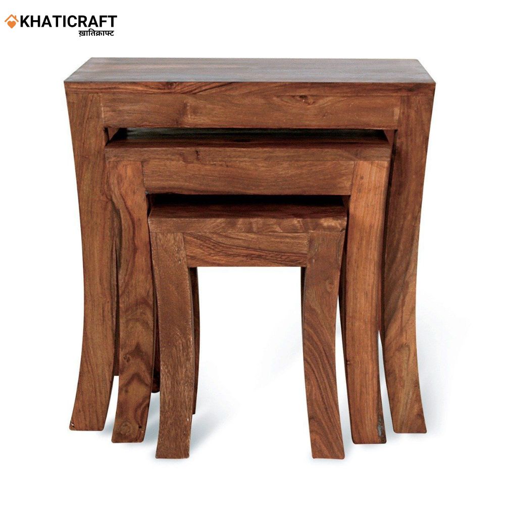 Kian Solid Wood Sheesham Nested Stool Set