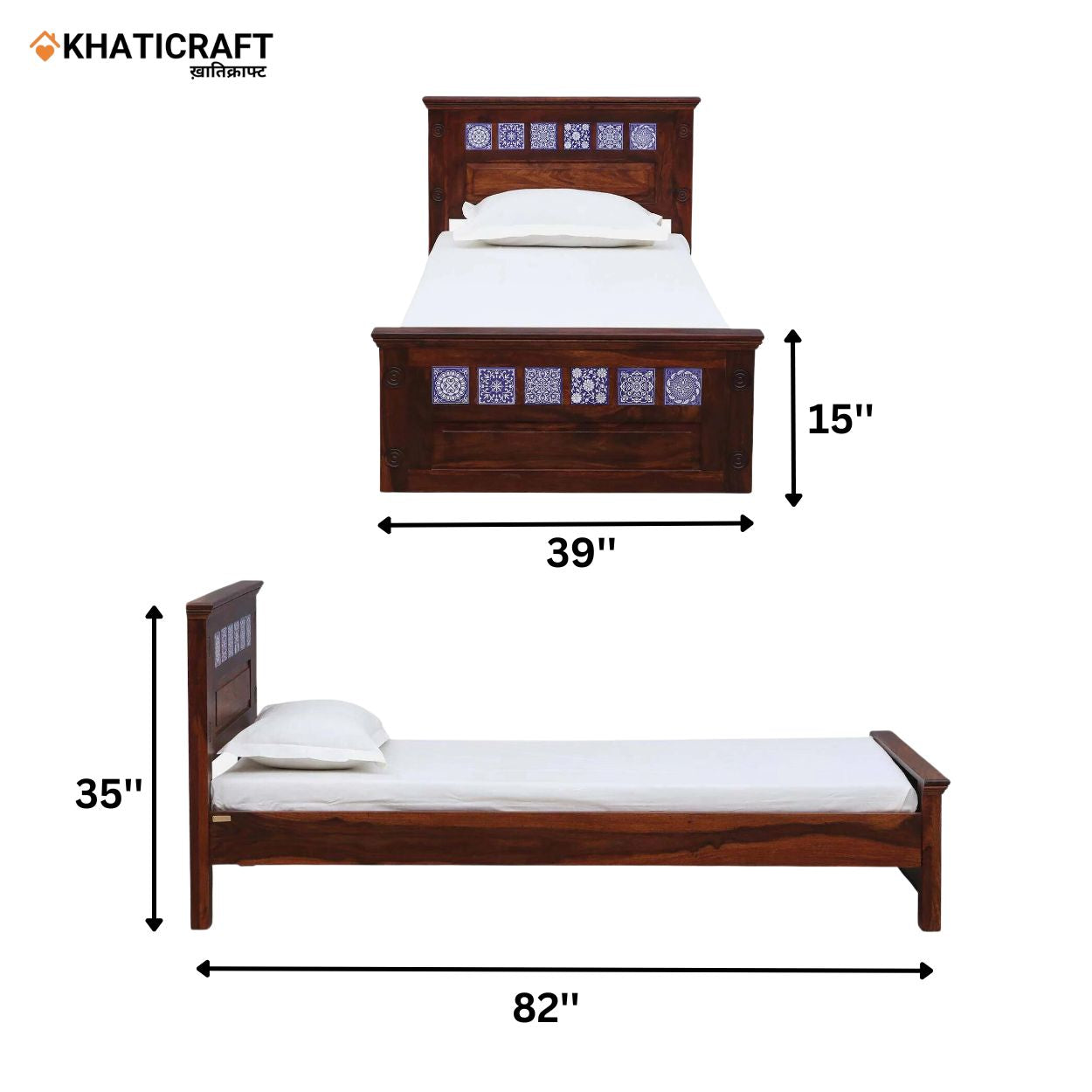 Neel Solid Wood Sheesham  Single Bed