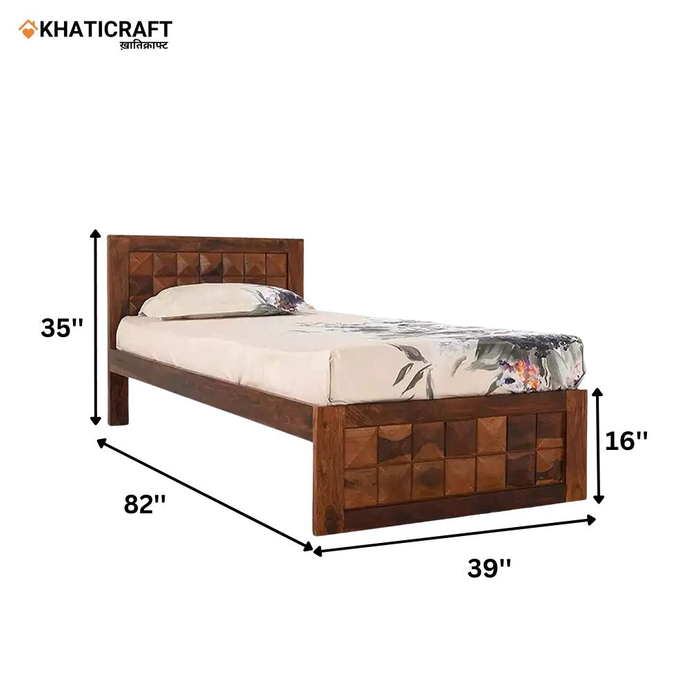 Stupa Solid Wood Sheesham  Single Bed