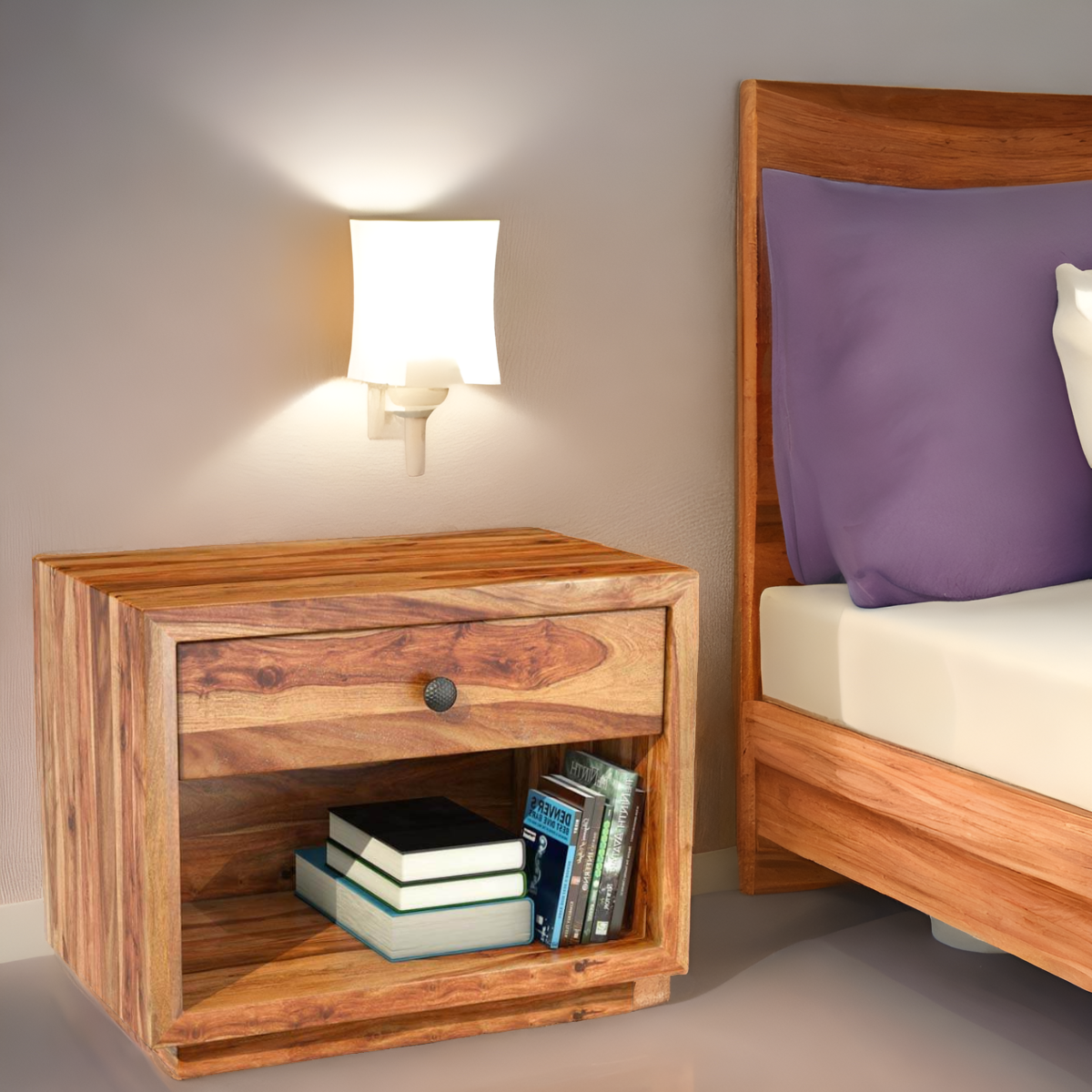 Kira Solid Wood Sheesham Bedside Table