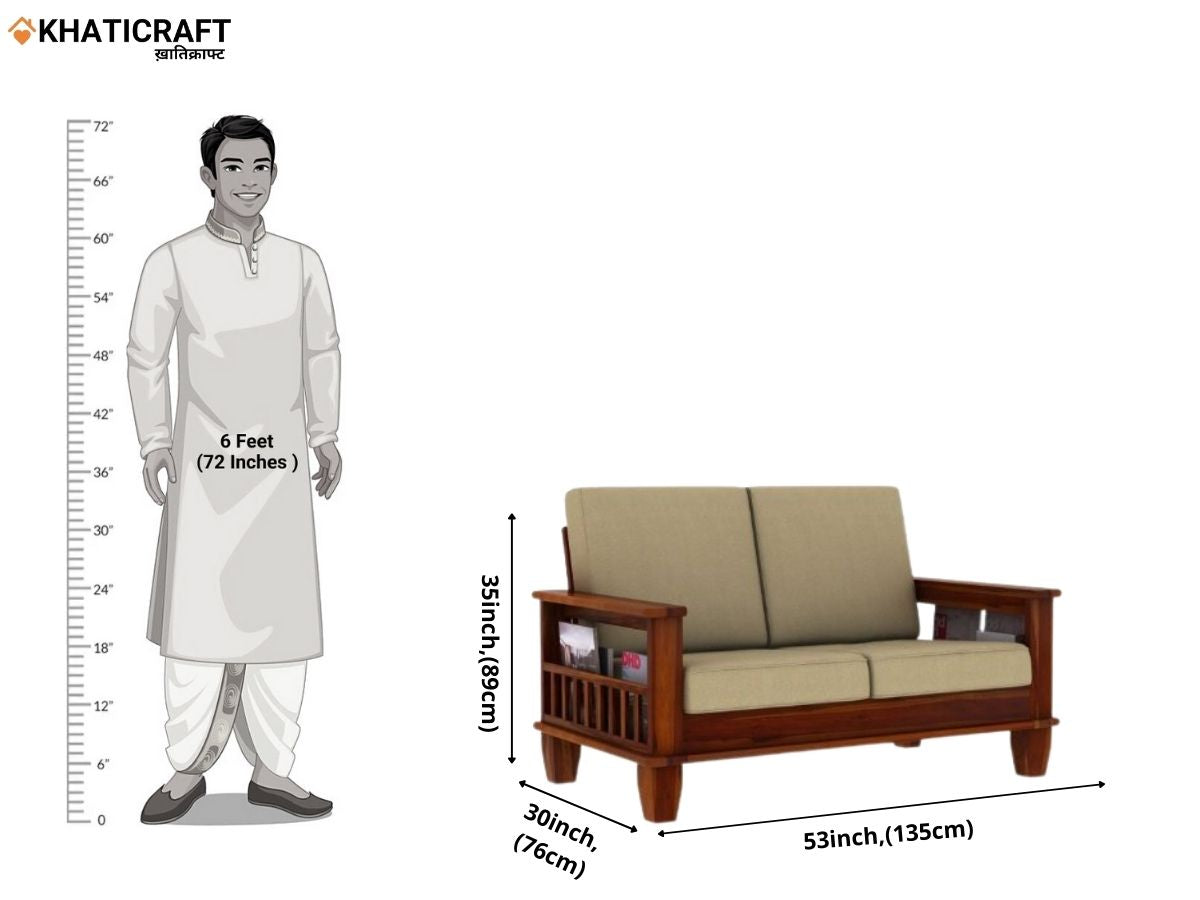 Hansa Solid Wood Sheesham 2 Seater Sofa