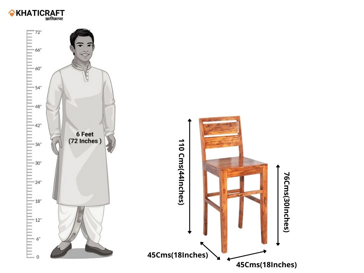 Hima Solid Wood Sheesham Bar Chair