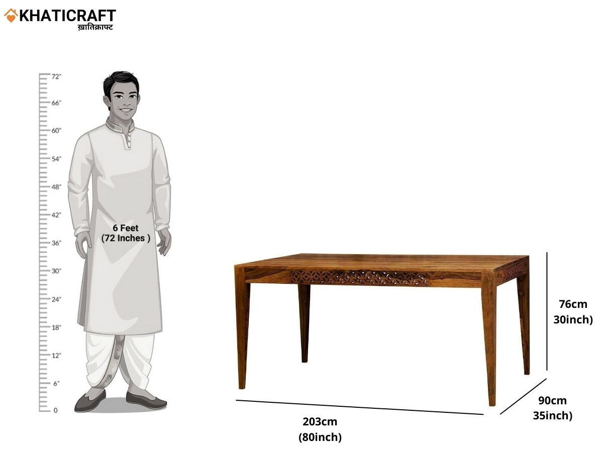 Mira Solid Wood Sheesham 8 Seater Dining Set