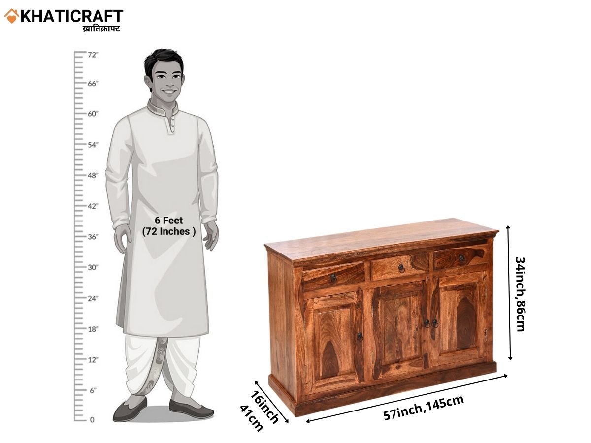 Nitya 5 Feet Solid Wood Sheesham Sideboard