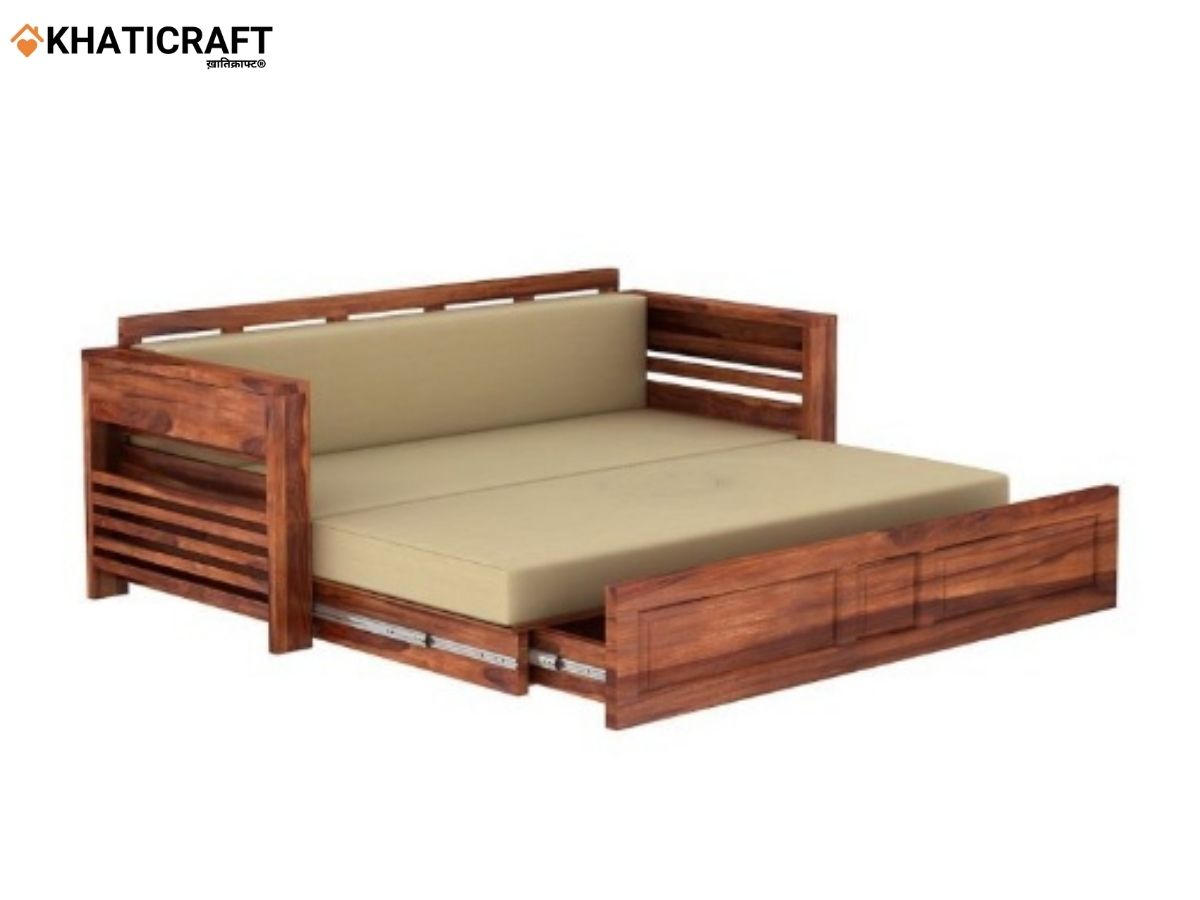 Nitya Solid Wood Sheesham Sofa Cum Bed