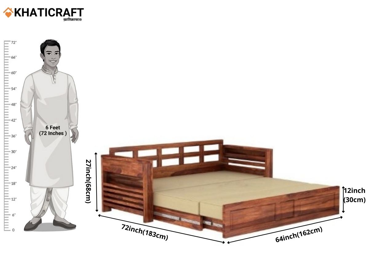 Nitya Solid Wood Sheesham Sofa Cum Bed