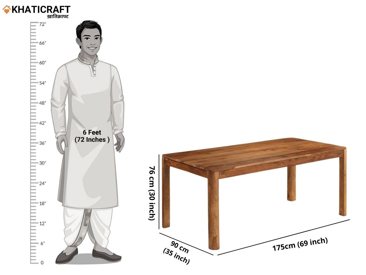 Rami Hana Solid Wood Sheesham 6 Seater Dining Set with Bench