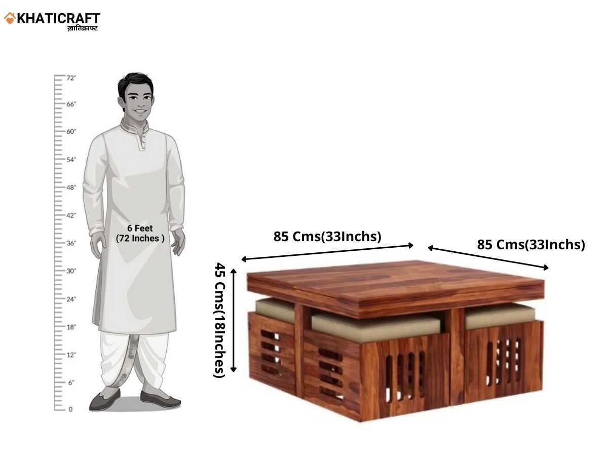 Ulka Solid Wood Sheesham Nested Coffee Table Set of 5(1+4)