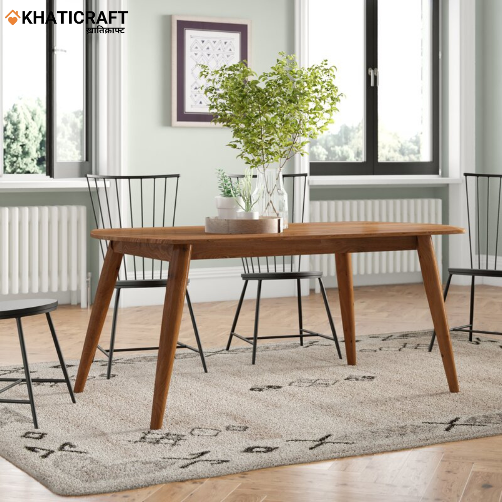 Kian With Rukm Armrest chairs Solid Wood Sheesham 6 Seater Dining Set