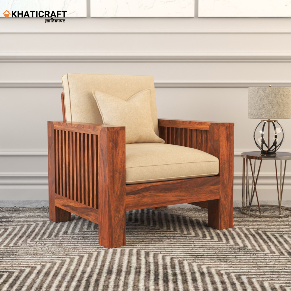  Solid Wood Sheesham 1 Seater Sofa