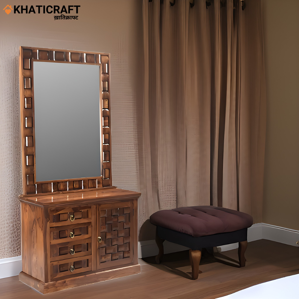 Wooden Bazar Wide Vanity with Mirror Vanity wooden dressing table desi