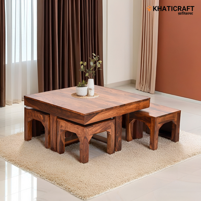 Sara Solid Wood Sheesham Nested Coffee Table Set of 5(1+4)