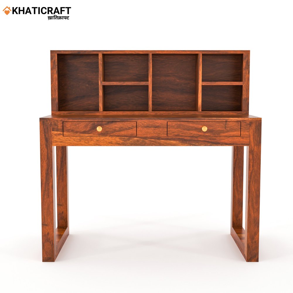 Arya-2 Solid Wood Sheesham Study Table With Chavi Wallshelf