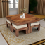 Sara with Cushion Solid Wood Sheesham Nested Coffee Table Set of 5(1+4)