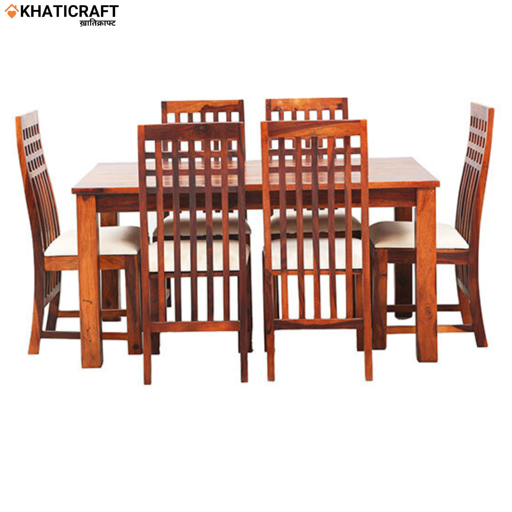 Hina Chavi Solid Wood Sheesham 6 Seater Dining Set with cushion