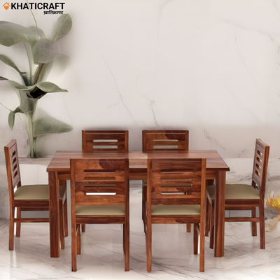 Hina Ulka Solid Wood Sheesham 6 Seater Dining Set With Cushion