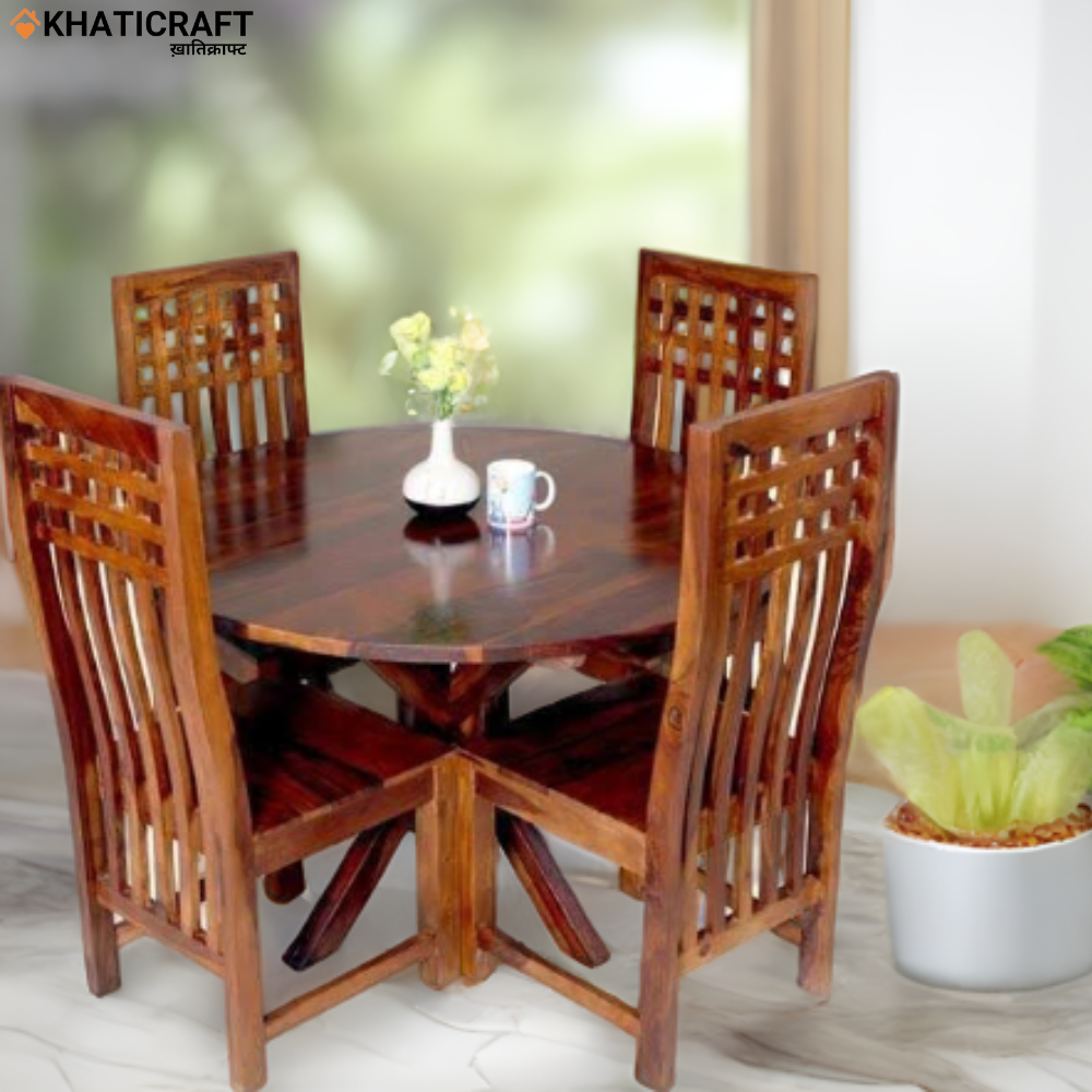 Mandal Chavi Solid Wood Sheesham 4 Seater Dining Set