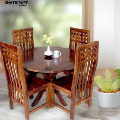 Mandal Chavi Solid Wood Sheesham 4 Seater Dining Set