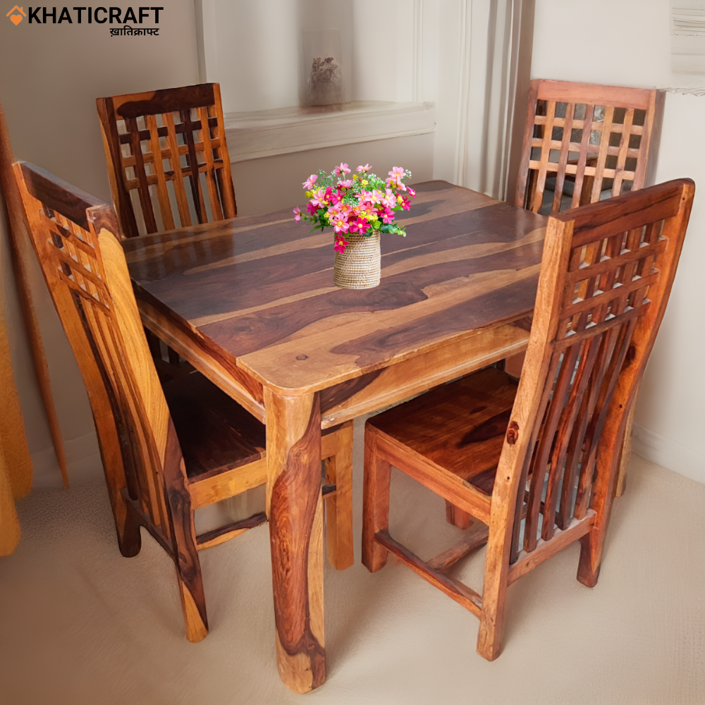 Rami Chavi Solid Wood Sheesham 4 Seater Dining Set